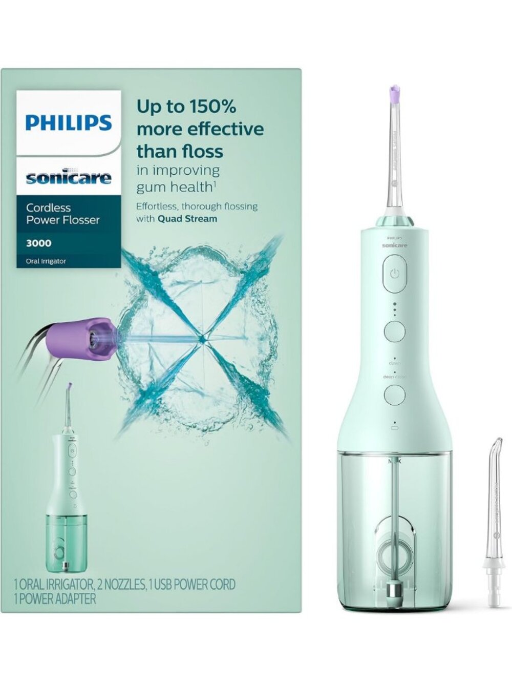Cordless Water Flosser with 2 Nozzles - Powerful Oral Care & Gum Health Tool
